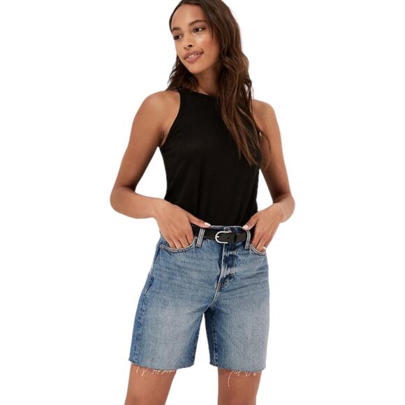 Banana Republic High Rise 8" Denim Shorts 26 Cutoff Frayed Long Distressed - Picture 1 of 4